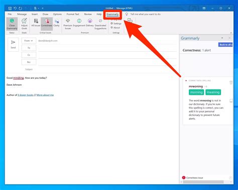 grammar check in outlook